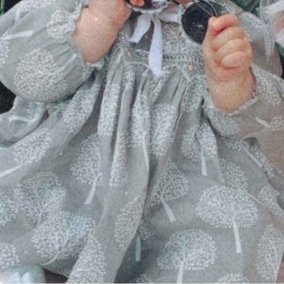Infant smocked dress with tree Pattern - Picture 8 of 8